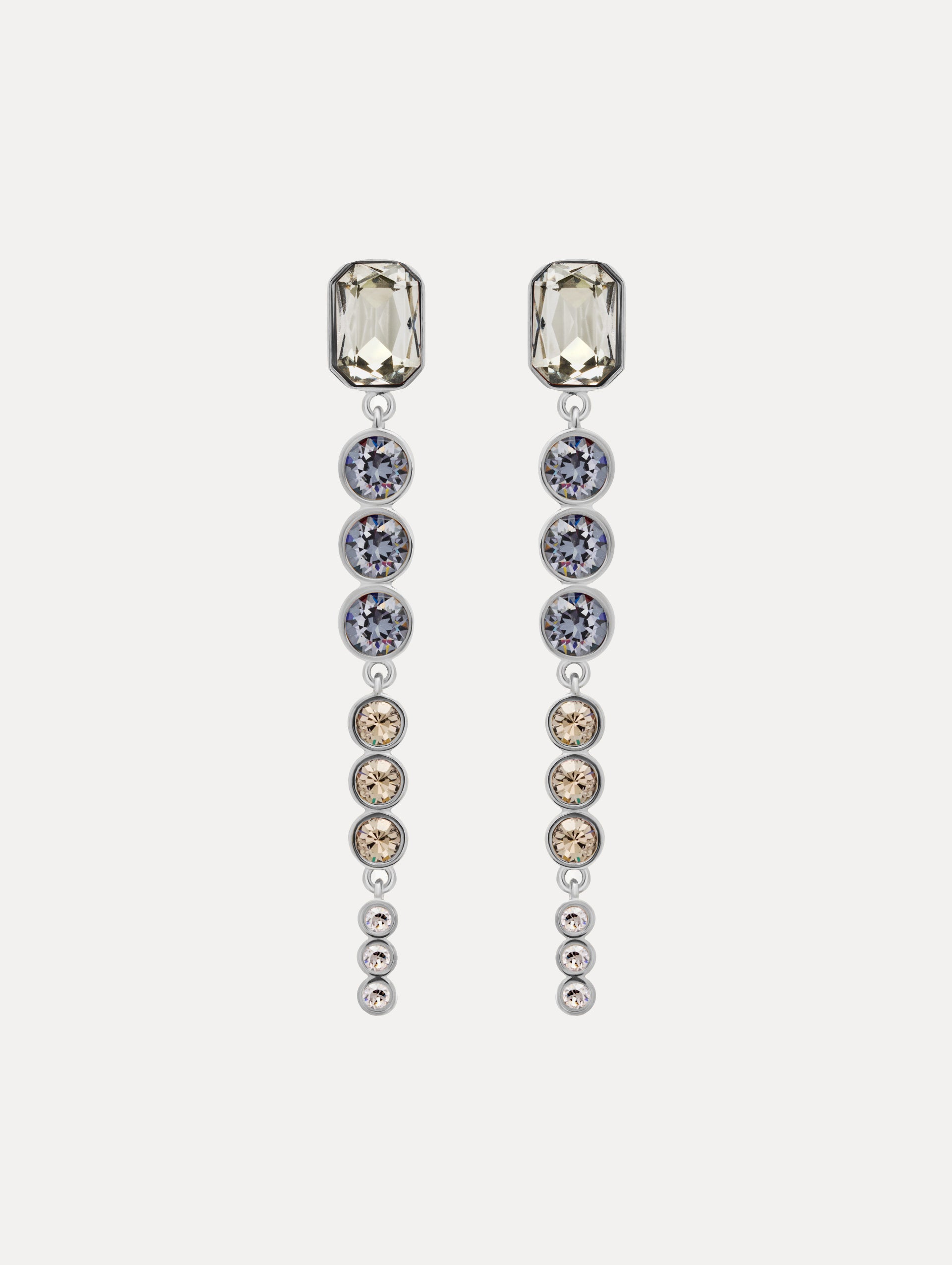 green and blue Cascading Mixed-Stone Drop Clip-On Earrings. Front view. 