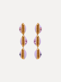 Enamel Cowrie Shell Clip-On Earrings