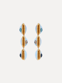 Enamel Cowrie Shell Clip-On Earrings