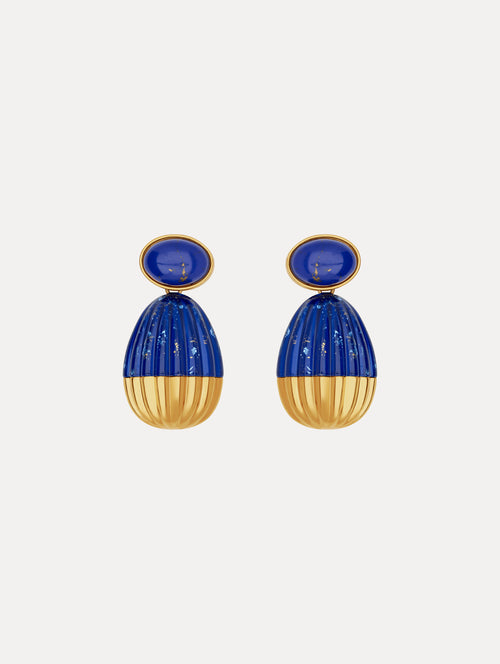 Fluted Stone Drop Earrings