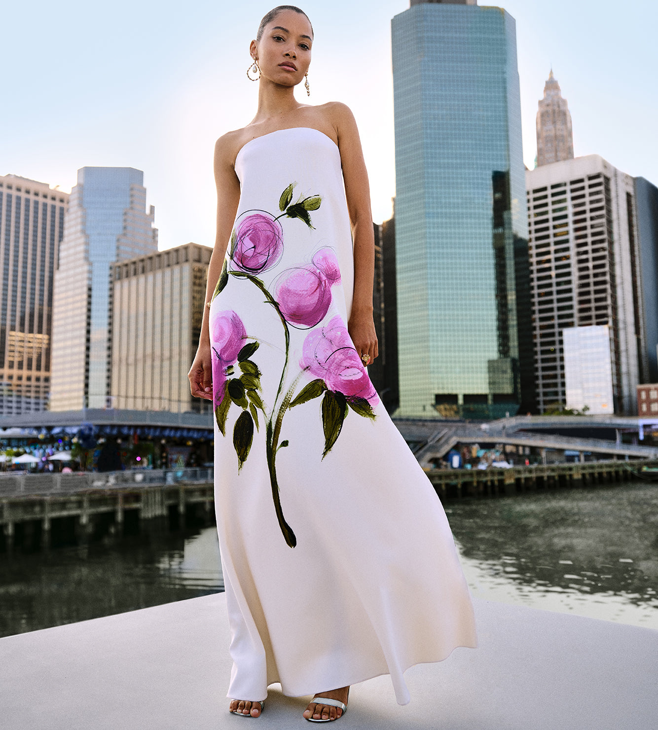 Gold Foil Rose Guipure Caftan